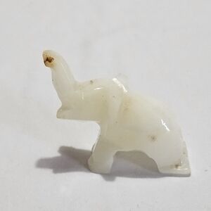 Hand Carved Stone Elephant Figurine • Small Translucent Animal Decor